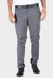 Pantalon drill hombre gris